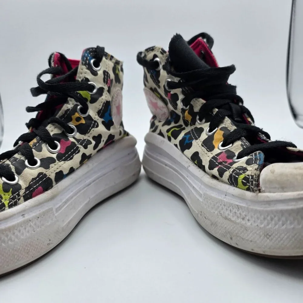 Converse Move Hi Girls Size 2 Egret Prime Pink Black Platform Shoes Walking
